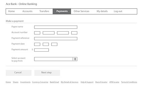 Fig 5. A typical online banking domestic payment form