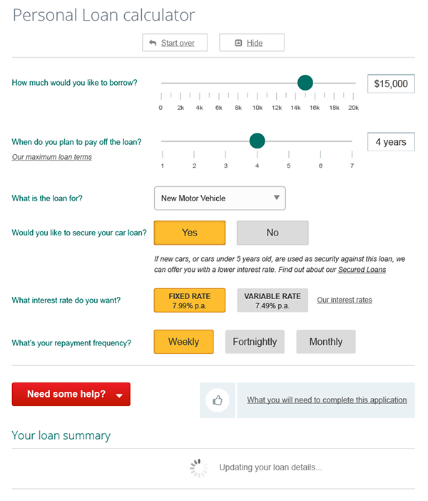 Personal loan calculator