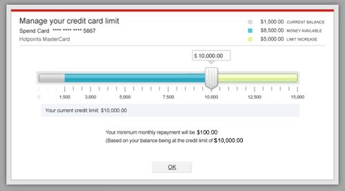 Manage credit card limit online