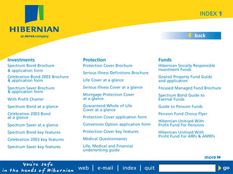 Hibernian products screen